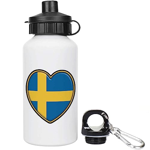 Azeeda 400ml 'Schweden-Flaggen-Herz' Kinder Trinkflasche/Wasser-Flasche (WT00061623)