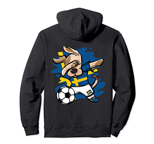 Dabbing Hund Schweden Fußball Mannschaft Schwedische Flagge Pullover Hoodie