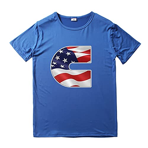 Mens Graphic Tees Casual T-Shirt 3D 4. Juli Flaggenmuster Vintage T-Shirts Shirt Amerikanische T Shirts