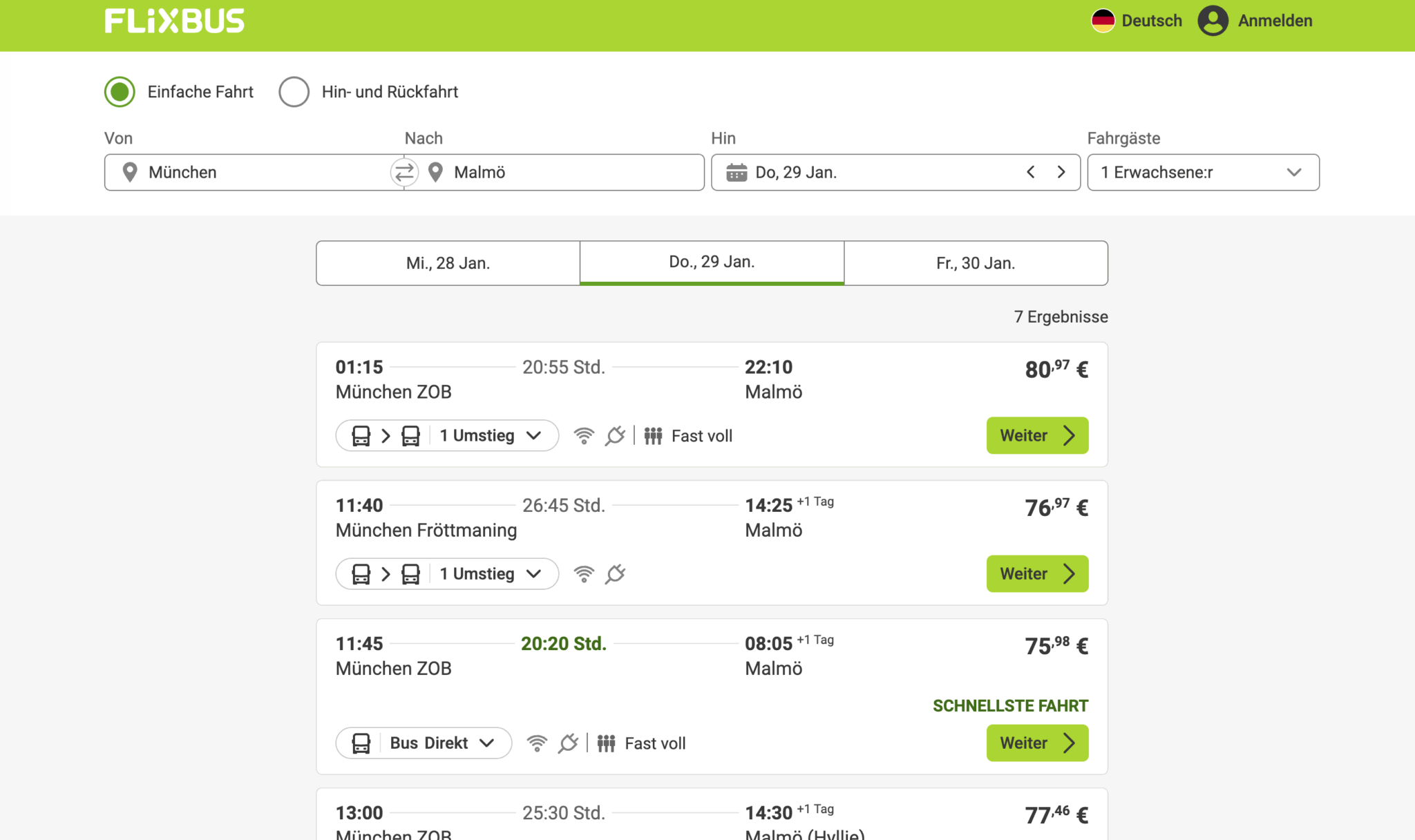 Screenshot Berlin Malmö